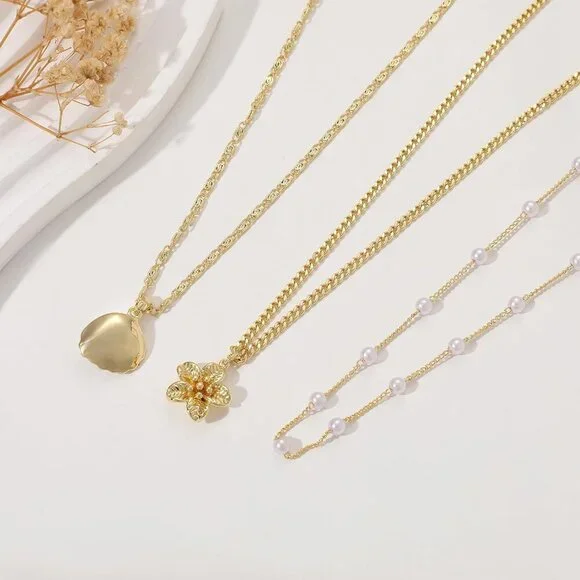 Elegant Summer Charm Necklaces Set - 14k Gold Plated & Adjustable Lengths - Picture 6 of 7